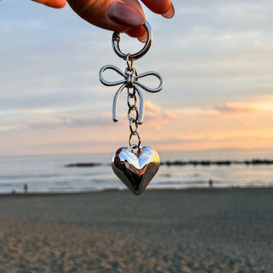 Balletcore Silver bow heart